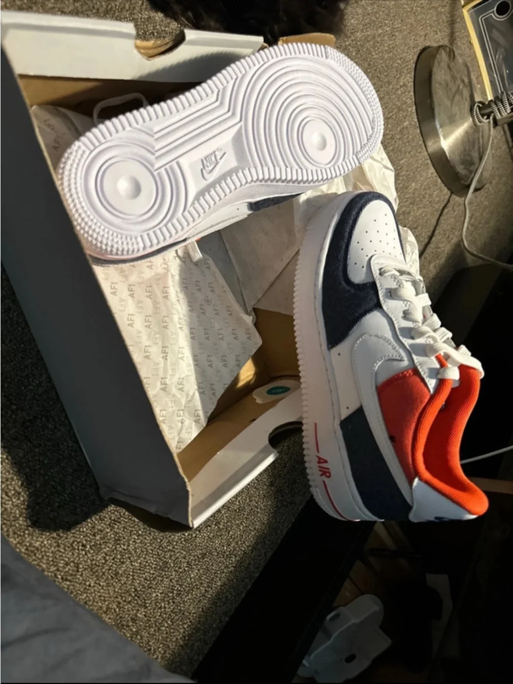 Nike Kids Air Force 1 Low - White/Navy/Red
